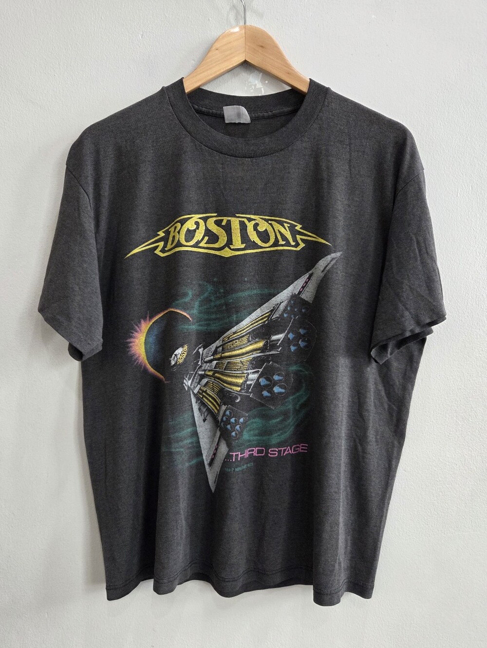 Vintage 1987 Boston Rock Band Concert Tour Shirt Third Stage U.S. Rare Large